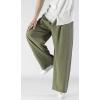 imageCHARTOU Mens Lightweight MidRise Wide Leg Cotton Linen Loose Fit Comfy Beach PantsArmy Green