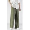 imageCHARTOU Mens Lightweight MidRise Wide Leg Cotton Linen Loose Fit Comfy Beach PantsArmy Green