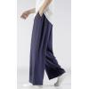 imageCHARTOU Mens Lightweight MidRise Wide Leg Cotton Linen Loose Fit Comfy Beach PantsNavy