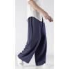 imageCHARTOU Mens Lightweight MidRise Wide Leg Cotton Linen Loose Fit Comfy Beach PantsNavy