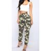 imageCHARTOU Women Camouflage Joggers Long Pants Mid Waist Camo Cargo Pants Workout Slacks Lounge PantsDark Yellow