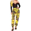 imageCHARTOU Women Camouflage Joggers Long Pants Mid Waist Camo Cargo Pants Workout Slacks Lounge PantsYellow