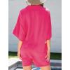 imageCHARTOU Women Casual Summer Romper Short Sleeve Jumpsuit Button T Shirt Romper Cover Up One Piece Overall ShortsRosy