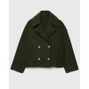 imageCHARTOU Women Cropped Wool Blend Coats Notch Lapel Double Breasted Pea Coat Jacket Short Trench OvercoatArmy Green