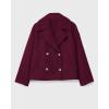 imageCHARTOU Women Cropped Wool Blend Coats Notch Lapel Double Breasted Pea Coat Jacket Short Trench OvercoatBurgundy