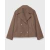 imageCHARTOU Women Cropped Wool Blend Coats Notch Lapel Double Breasted Pea Coat Jacket Short Trench OvercoatCamel