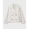 imageCHARTOU Women Cropped Wool Blend Coats Notch Lapel Double Breasted Pea Coat Jacket Short Trench OvercoatWhite