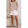 imageCHARTOU Women Long Sleeve Stripe Shirt Lightweight Boat Neck Basic T Shirt TopsBrown