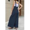 imageCHARTOU Womens Baggy Straight WideLeg Suspender Straps Bib Jumpsuit Overall RompersNavy