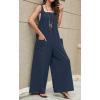 imageCHARTOU Womens Baggy Straight WideLeg Suspender Straps Bib Jumpsuit Overall RompersNavy