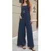 imageCHARTOU Womens Baggy Straight WideLeg Suspender Straps Bib Jumpsuit Overall RompersNavy