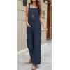 imageCHARTOU Womens Baggy Straight WideLeg Suspender Straps Bib Jumpsuit Overall RompersNavy
