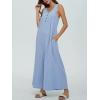 imageCHARTOU Womens Casual Loose Ribbed Overalls Jumpsuits Sleeveless Button Romper Wide Leg Pants FlowyBlue