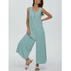 imageCHARTOU Womens Casual Loose Ribbed Overalls Jumpsuits Sleeveless Button Romper Wide Leg Pants FlowyGreen