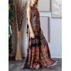 imageCHARTOU Womens Casual Plaid One Piece Jumpsuit Front Buttons Sleeveless Overalls Loose Wide Leg Long RomperOrange
