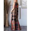 imageCHARTOU Womens Casual Plaid One Piece Jumpsuit Front Buttons Sleeveless Overalls Loose Wide Leg Long RomperOrange