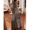imageCHARTOU Womens Casual Plaid One Piece Jumpsuit Front Buttons Sleeveless Overalls Loose Wide Leg Long RomperPlaid