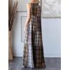 imageCHARTOU Womens Casual Plaid One Piece Jumpsuit Front Buttons Sleeveless Overalls Loose Wide Leg Long RomperPlaid