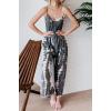 imageCHARTOU Womens Casual Spaghetti Strap Jumpsuit Tie Dye Print Flowy Wide Leg Romper with PocketGrey