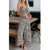 imageCHARTOU Womens Casual Spaghetti Strap Jumpsuit Tie Dye Print Flowy Wide Leg Romper with PocketLeopard
