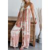 imageCHARTOU Womens Casual Spaghetti Strap Jumpsuit Tie Dye Print Flowy Wide Leg Romper with PocketPink