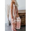 imageCHARTOU Womens Casual Spaghetti Strap Jumpsuit Tie Dye Print Flowy Wide Leg Romper with PocketPink