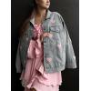 imageCHARTOU Womens Cute Heart Y2k Denim Jacket Long Sleeve Lapel Button Up Jean Coat Oversized Boyfriend TopBlue