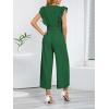 imageCHARTOU Womens Jumpsuits Sleeveless VNeck Ruffled Pleated Wide Leg Pants Rompers OverallsGreen