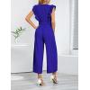 imageCHARTOU Womens Jumpsuits Sleeveless VNeck Ruffled Pleated Wide Leg Pants Rompers OverallsPurple