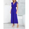 imageCHARTOU Womens Jumpsuits Sleeveless VNeck Ruffled Pleated Wide Leg Pants Rompers OverallsPurple