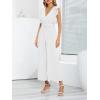 imageCHARTOU Womens Jumpsuits Sleeveless VNeck Ruffled Pleated Wide Leg Pants Rompers OverallsWhite