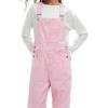 imageCHARTOU Womens Striped Bib Overalls Barrel Wide Leg Pants Baggy Cargo Adjustable Strap Jumpsuit with PocketsPink
