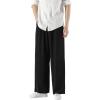 imageCHARTOU Mens Lightweight MidRise Wide Leg Cotton Linen Loose Fit Comfy Beach PantsBlack