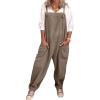 imageCHARTOU Women Baggy Overalls Cargo Harem Jumpsuit with Pockets Oversized Bib Overalls Long Pants RomperKhaki