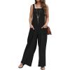 imageCHARTOU Womens Baggy Straight WideLeg Suspender Straps Bib Jumpsuit Overall RompersBlack