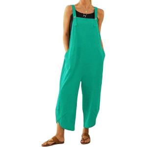 imageCHARTOU Baggy Bib Overalls Women Cropped Jumpsuit Cargo Tulip Hem Loose Capri Overalls Straps Suspender Jumpsuit PocketsGreen Blue