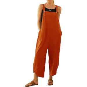 imageCHARTOU Baggy Bib Overalls Women Cropped Jumpsuit Cargo Tulip Hem Loose Capri Overalls Straps Suspender Jumpsuit PocketsOrange