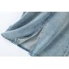 imageCHARTOU Women Casual Mid Long Denim Skirt Jean A Line Skirt Summer Packaged Hip High Waist Midi Denim Skirt with SlitBlue