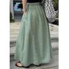 imageCHARTOU Women Elastic Waist Drawstring A Line Patchwork Maxi Long Jean Denim Skirt with PocketsLight Blue