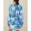imageBoho Floral Tunic Dress for Women Long Sleeve Loose Fit Summer Vacation Cover Up Short DressBlue