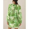 imageBoho Floral Tunic Dress for Women Long Sleeve Loose Fit Summer Vacation Cover Up Short DressGreen