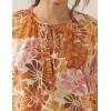 imageBoho Floral Tunic Dress for Women Long Sleeve Loose Fit Summer Vacation Cover Up Short DressOrange