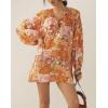 imageBoho Floral Tunic Dress for Women Long Sleeve Loose Fit Summer Vacation Cover Up Short DressOrange