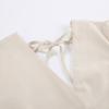 imageCHARTOU Summer Cotton Linen Dress for Women Half Puff Sleeve Front Button Open Back Long DressKhaki