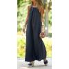 imageCHARTOU Women Halter Neck Side Slit Linen Maxi Dress Long Summer Beach Vacation DressBlack