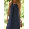 imageCHARTOU Women Halter Neck Side Slit Linen Maxi Dress Long Summer Beach Vacation DressBlack