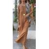 imageCHARTOU Women Halter Neck Side Slit Linen Maxi Dress Long Summer Beach Vacation DressCamel
