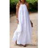 imageCHARTOU Women Halter Neck Side Slit Linen Maxi Dress Long Summer Beach Vacation DressWhite