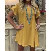 imageCHARTOU Women Loose Linen Mini Dress Summer Modest Frayed T Shirt Flowy Ruffle Short Sleeve Shift Dress PocketYellow