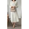 imageCHARTOU Women Tweed Dress Long Sleeve Single Breast Elegant Lady Long Tweed Blazer DressWhite